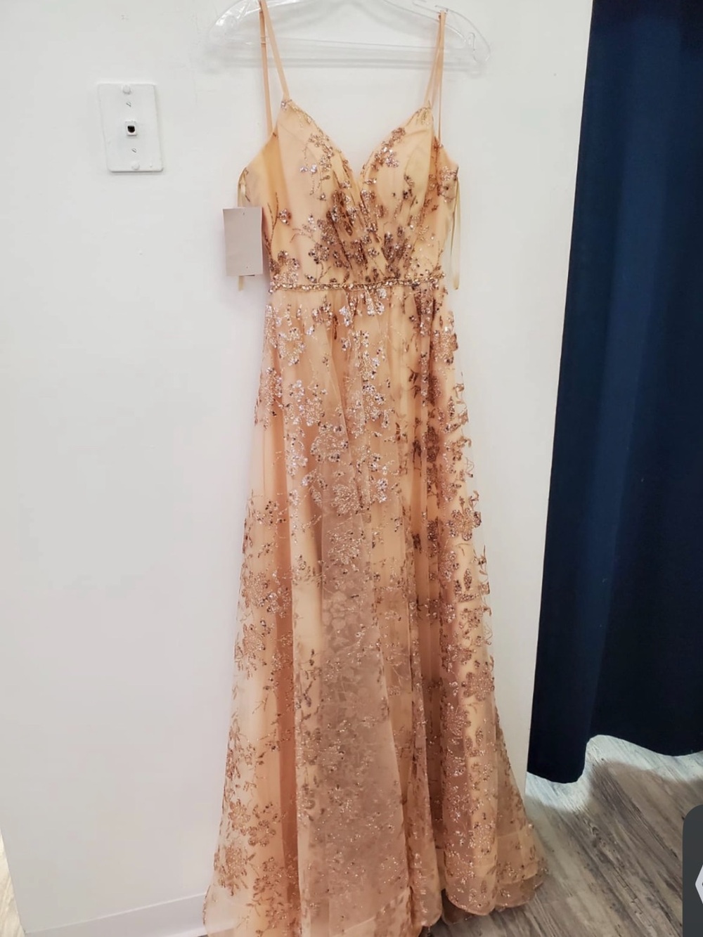 Elegant Blush Sequin A-Line Evening Dress